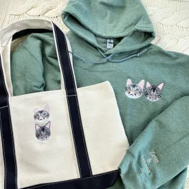 Cat Lover Twin Pack: Embroidered Sweatshirt & Tote Bag