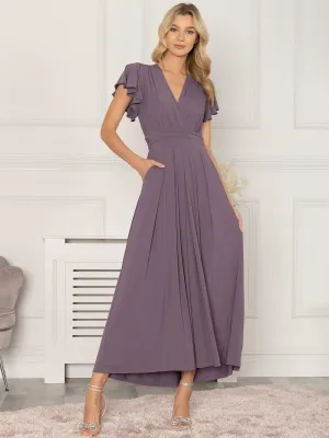 Jolie Moi Airene Cap Sleeve Maxi Dress, Mauve Purple