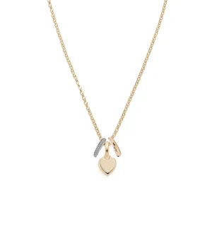 Petite Heart Ingot & Gold and Pave Oval Heart Beat: Super Fine Belcher Chain Necklace