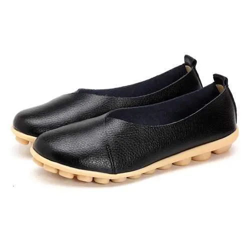 SOCOFY Larger Size Women Soft Sole Comfortable Leather Flat Loafers