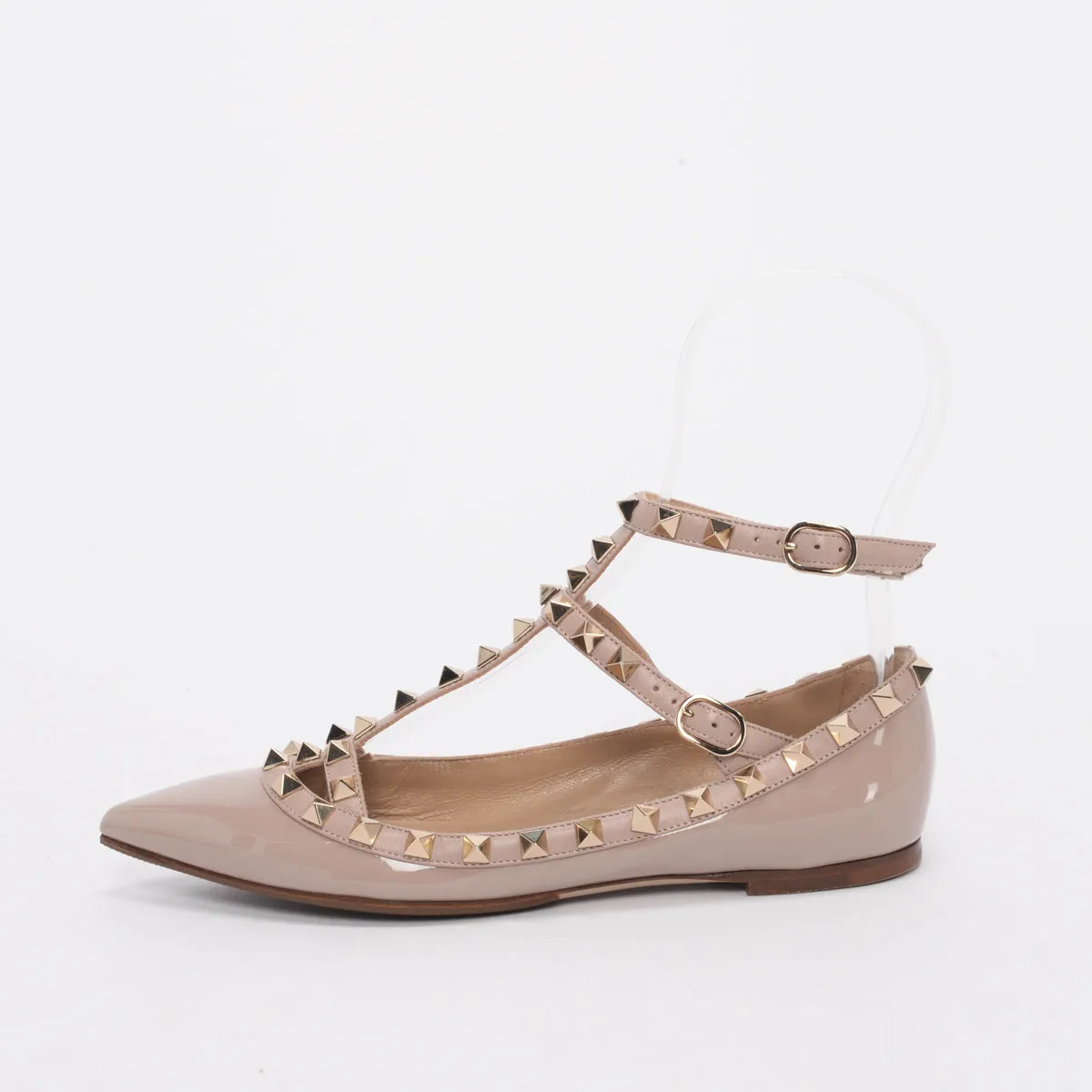 Valentino Poudre Patent Rockstud Cage Flats 35.5