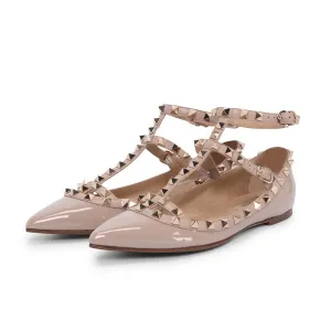 Valentino Poudre Patent Rockstud Cage Flats 35.5